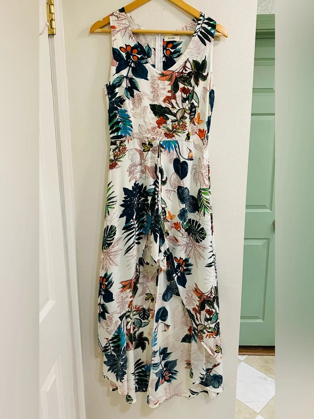 Kormei Floral White High-Low Skirted Romper - White Floral